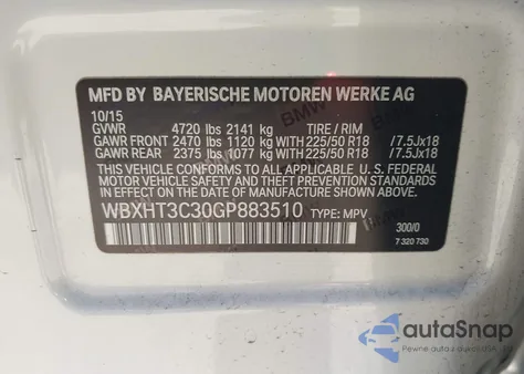 2016 BMW X1 xDrive28I from USA, damaged, VIN WBXHT3C30GP883510